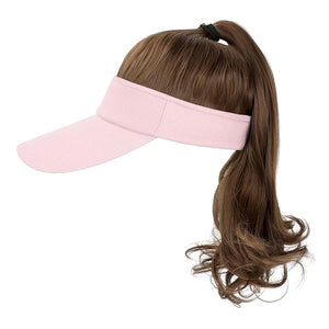 Visor Hat Wig for Women Baseball Cap Wig With Curly Synthetic Hair Extensions Ponytail Cap Wig Sun Hat With Hair Wig