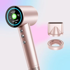 High-Speed Ionic Hair Dryer with Brushless Motor - Quiet Lightweight Hair Care Blow Dryer with Diffuser &amp HD Display for Curly Hair&ampSalon&ampHome&ampTravel Hair Dryer for Women/Men/Baby/Pe