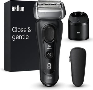 Braun Series 8 8560cc Electric Razor for Men, 4+1 Shaving Elements &amp; Precision Long Hair Trimmer, 5in1 SmartCare Center, Close &amp; Gentle Even on Dense Beards, Wet &amp; Dry Electric Razor, 60mi