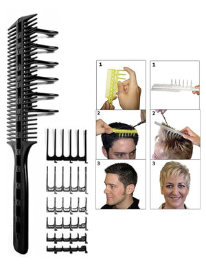 Scissor Clipper Over Comb - Barber Home Haircutting Guide Set (Classic Set, Gray)