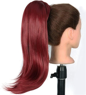 HIHELO 18 Inch Synthetic Straight Ponytail Hair Extensions Wig Bun Wrap Ponytail Barrette Clips for Women Hair Accessories (Color : P4/30)