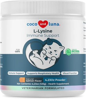 L-Lysine Supplement for Cats 900mg/scoop - Cat Supplement for Sneezing and Runny Nose Cold Immune Support Eye Function and Respiratory Health ? Lysine Powder