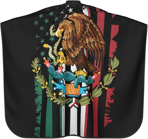 Mexico Flag Salon Barber Cape For Men/Women - Professional Hairdressing Waterproof Hair Cutting Cape With Adjustable Snap Closure-Haircut Apron For Hair Stylist And Home Use-55''X66''