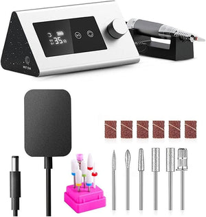 Nail Drill 35000RPM Electric Nail Drill Manicure Machine for Hand and Foot Repair Manicure Cutter Set Nail Gel Polisher Salon Equipment Professional Nail ToolsWhiteset-A