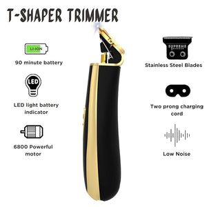 Supreme Trimmer T Shaper Professional Barber Trimmer | 90 Min Runtime Low Noise Clippers for Men &amp Sensitive Skin | Cordless Zero Gap Beard Trimmer | ST5210