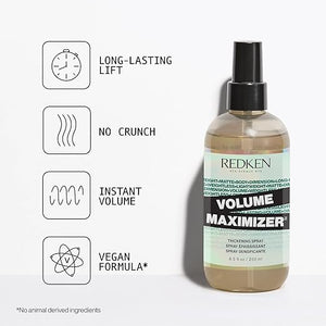 Redken Volume Maximizer Thickening Spray ? Weightless Volumizing Spray For All Hair Types Adds Flexible Volume and Body For Thicker-Looking Hair