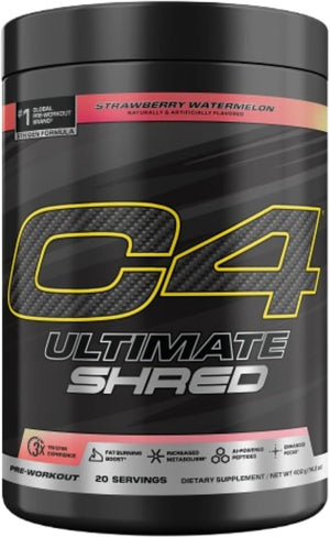Cellucor C4 Ultimate Shred Pre Workout Powder, Fat Burner for Men &amp; Women, Weight Loss Supplement with Ginger Root Extract, Strawberry Watermelon, 20 Servings, 12.3 Ounce (Pack of 1)