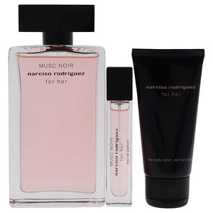 Narciso Rodriguez Musc Noir For Women 3 Piece Set (3.3 Ounce Eau De Parfum Spray + 1.6 Ounce Body Lotion + 0.33 Eau De Parfum Spray)