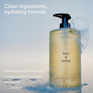 Salt &amp; Stone Antioxidant-Rich Body Wash - Santal &amp; Vetiver | Cleanse, Nourish &amp; Soften Skin with Niacinamide &amp; Hyaluronic Acid | Free From Parabens, Sulfates &amp; Phthalates (15.2 fl