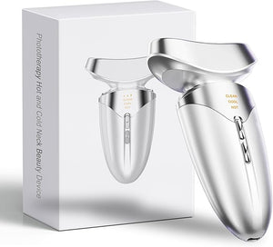 Red Light Beauty Device for Face and Neck Based on High-end Red and Blue LED Light Facial Cold and Hot Vibration Technology 3 Color Led Face and Neck Beauty Device for Home Use Pearly White