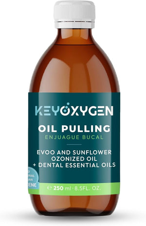 Ozonated Pulling Oil for Teeth and Gums | Ozone Infused Organic Extra Virgin Olive and Sunflower Oils with Dental Essential Oils | Fluoride-Free Mouthwash for Adults 8.5 fl. oz.