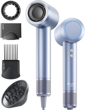 Hair Dryer with Comb &amp Diffuser Attachment for Curly Hair PLUZZ 200M Negative Ionic Blow Dryer Brush High-Speed Brushless Motor Hairdryer Fast Portable Travel Hair Dryers Quiet Women/Men/Kids