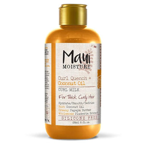 Maui Moisture Curl Quench + Coconut Oil Anti-Frizz Curl-Defining Hair Milk to Hydrate and Detangle Tight Curly Hair Softening Leave-In Treatment Vegan Silicone &amp Paraben-Free 8 fl oz