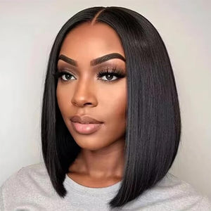 ISEE Hair M Cap 9x6 Bob Wig Human Hair Glueless Wigs Pre Plucked Pre Cut HD Lace Front Glueless Wigs Human Hair 180% Density Short Straight Bob Wigs for Black Women 14 inch