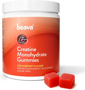 Creatine Monohydrate Gummies - 30 Servings - Vegan Creatine Chews for Muscle Growth Muscle Recovery Workout Recovery Anaerobic Endurance - No Loading Phase - No Bloating - Strawberry - No Sugar