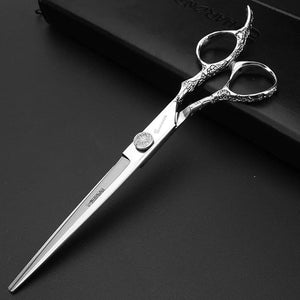 6/7-Inch Professional Hair Scissors Haircut Rose Pattern Hair Scissors Styling Tools Japanese Stainless Steel Scissor Set (7-inch cutting scissors-A)