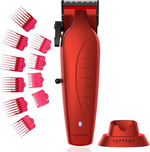 Supreme Trimmer Vader Clipper with DLC Taper Blade STC5098 | 210 Min Run Time 7500 RPM Hair Trimmer | Professional Brushless Motor Barber Clipper | Red