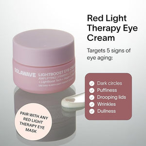 Solawave LightBoost Eye Cream | Reduces Appearance of Dark Circles Puffiness &amp Under Eye Bags | Anti Aging Wrinkle Smoothing Brightening Hydrating &amp Collagen Support | Enhances Red Light