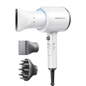 Wavytalk Hair Dryer Blown Away Ionic Hair Dryer for Curly Hair with Diffuser 1875W Fast Drying Blow Dryer with Ceramic Technology 3 Attachments for All Hair Types Light and Quiet White