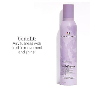 Pureology Style + Protect Weightless Volume Mousse For Fine and Color-Treated Hair - Lightweight and Volumizing Mouss Sulfate-Free &amp Vegan