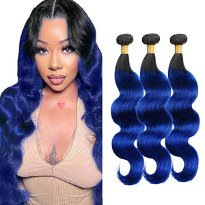 Ombre Body Wave Bundles Human Hair Blue Bundle Human Hair Blue Body Wave Bundle 20 22 24 Inch 3 Bundles