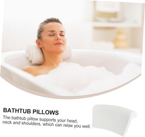 1pc Bathtub Pillow for Adults Ergonomic Pu Shower Cushion Strong Cups Soft Neck Support for Comfortable Bathing Accessory White