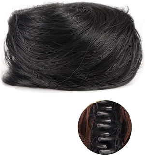 HIHELO 1-Pack Mini Claw Clip Messy Cat Ears Short Synthetic Curly Wavy Bun Extension Wig Claw Clip Women Hair Accessories (Color : 18)