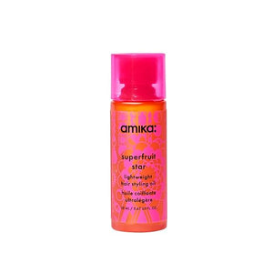 amika superfruit star lightweight hair styling + heat defense oil | heat protection, strengthen + reduce breakage, smooth frizz, add glossy shine | for all hair types