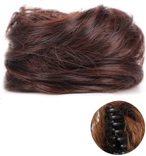 HIHELO 1-Pack Mini Claw Clip Messy Cat Ears Short Synthetic Curly Wavy Bun Extension Wig Claw Clip Women Hair Accessories (Color : 15)