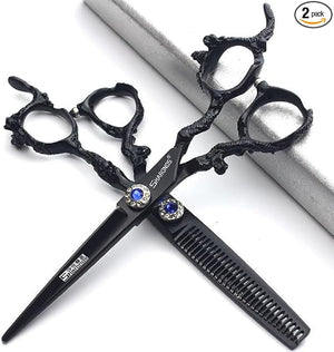 6/7/8/9-inch professional hair clipper set, stainless steel sharp hair clippers, hairdresser specific scissor(6 inches, 2 pieces-E)