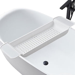 Bath Tub Tray - Stretchable, Strong Load-Bearing, Plastic, Anti-Slip Design - Ultimate Bathtub Caddy Tray (White)