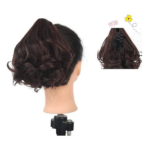 SONGCHAO Fake Hair Bun Messy Bun Synthetic Short Curly Ponytail Women Hair Extensions Natural Ponytail Claw Clip Black Brown Wig Hair Bun Hair Accessories (Color : C)