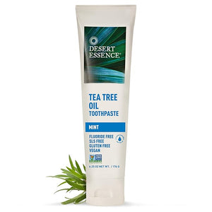 Desert Essence Tea Tree Oil Toothpaste - Mint - 18.75 Oz (6.25 Oz * Pack of 3) - Refreshing Taste - Deep Cleans Teeth &amp; Gums - Helps Fight Plaque - Sea Salt - Pure Essential Oil - Baking Soda
