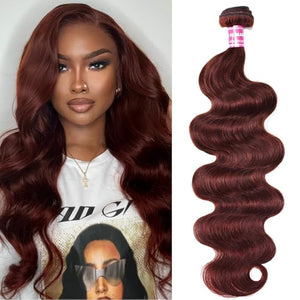 UNICE Reddish Brown Body Wave Human Hair Weave 1 Bundle 20 inch Brazilian Remy Human Hair Sew In Extensions 33b Color Soft and Keep Waves after Multiple Washes