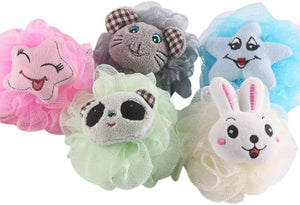 Loofah Sponge,5 Pack Shower Sponge,Mesh Brush Luffa Body Scrubber Gift for 2-14 Year Old Boy and Girl,Bath Toy Gift for Kid,Baby Shower Essential Skin Care, Soft Bathing Accessories