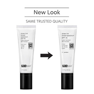 PCA SKIN Sheer Tint Broad Spectrum SPF 45 - Universally-Tinted Water-Resistant Hydrating Sunscreen for Use Alone or Under Foundation &amp Makeup (1.7 fl oz)