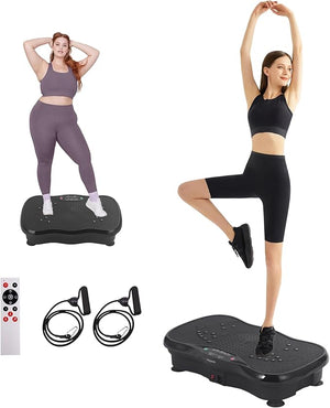 Whole Body Vibration Plate Exercise Machine ? Power Vibrating Plate for Lymphatic Drainage Weight Loss, Shake Plate Exercise Platform with Touch Screen &amp; Resistance Bands, Equipment for Women Men