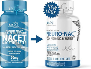 Neuro NAC Supplement N-Acetyl Cysteine Ethyl Ester (Pack of 2) - 20x More Bioavailable Than NAC 600 mg - Boost Glutathione 20x - 30x More - N Acetyl Cysteine Ethyl Ester - NACET (120 Capsules) - Nutri