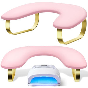 Nail Arm Rest, Arm Rest for Nails Tech 10¡Æ Inclined, PU Leather Nail Tech Arm Rest, U-Shaped Nail Hand Rest, Manicure Hand Rests for Nails Tech Foot Hand Stand, Pink