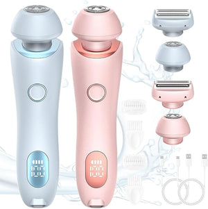 Womens Razor, Razor for Women, 2025 New 3.0 Shaver, 2 in 1 Wet &amp; Dry Waterproof Electric Razors for Women, Shaver with Removable Head for Leg Arm Underarm Bikini Area (Pink+Blue)