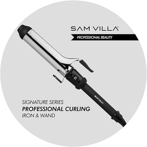 Sam Villa Professional Curling Iron Ceramic Core Hair Curling Iron 1 Inch and 1.5 Inch Extended Barrel for Long Hair Dual Voltage Curling Iron Create Shiny Waves and Curls Easy and Fast Styling
