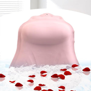 Silicone Bath Pillow for Tub ? Ergonomic Bathtub Headrest with Inflatable Air Cushion, Non-Slip Suction Cups &amp; Neck/Back Support ? Comfortable Spa Bath Accessory for Relaxation (Pink)