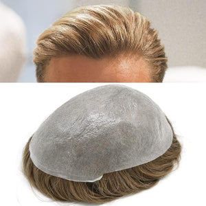 LYRICAL HAIR Toupee for Men Hair System Replacement Mens Human Hair Piece All V-Looped Poly PU 0.04mm Thin Skin Mens Wig Natural Hairline 8X10 #2020 Light Ash Blonde+20% Gray-80% Light Density