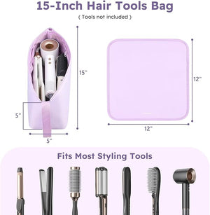 MOKURA Hot Hair Tools Travel Bag with Heat Resistant Mat Removable Hair Accessories Organizer Case Women Travel Essentials Storage Pouch for Curling Iron Straightener Flat Iron Hair Dryer Purple