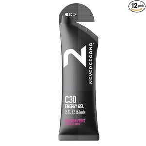 Neversecond C30 Energy Gel Performance Nutrition &amp Hydration Never2 Energy Gel for Ultra Triathlons Cycling &amp Marathons (Passion Fruit Flavor 12-Count Pack)