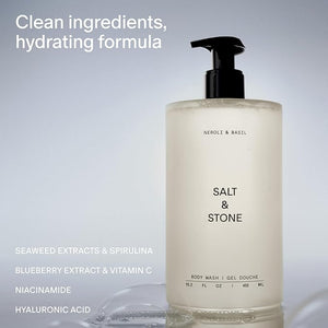 Salt &amp Stone Body Wash with Antioxidants for Deep Moisture | For Women &amp Men Sulfate Paraben &amp Dye Free Leaving Skin Soft and Hydrated (Neroli &amp Basil 32 fl oz)