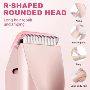 2025 2-in-1 Bikini Trimmer for Women - Painless Electric Razor, IPX7 Waterproof Dual Head Body &amp; Facial Hair Remover for Sensitive Skin(Pink) (Pink)