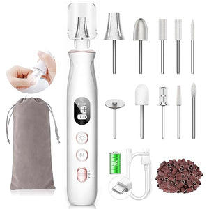 HSKAI¢ç Professional Nail Drill Kit: Electric Nail File with LCD &amp Lamp Long-Lasting Thick Toenail Grinder Rechargeable &amp Cordless Toe Nail Dremel Tools for Women &amp Men Manicure and Pedic