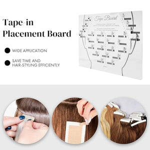 Tape Placement Board with 25 Clips Acrylic Hair Extensions Hanger Carrier with Head Chart Hair Display Holder Rack for Tape In Hair Extensions Hairpin Hair Styling Hairdressing