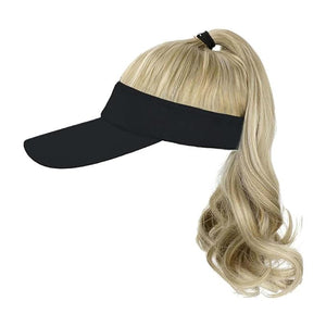 Hat Wig for Women Baseball Cap Wig with Curly Synthetic Hair Extensions Ponytail Cap wig Sun Hat with Hair